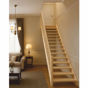 Casa Padrino escalier de luxe en bois avec garde-corps côté gauche naturel H. 307 cm