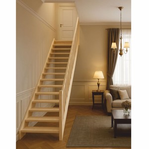 Casa Padrino escalier de luxe en bois avec garde-corps côté droit naturel H. 307 cm