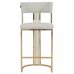 Casa Padrino Luxus Metall Barstuhl Gold / Grau H. 112 cm - Luxus Bar Möbel