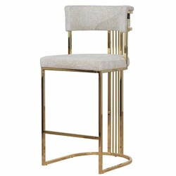 Casa Padrino Luxury Metal Bar Chair Gold / Gray H. 112 cm - Luxury Bar Furniture