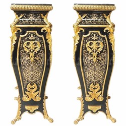 Prunkvolles Barock Säulen Set Schwarz Gold