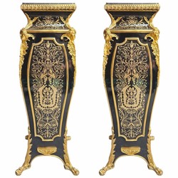 Prunkvolles Barock Säulen Set Schwarz Gold