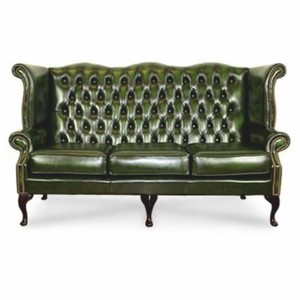 Luxus Barock Chesterfield Leder Echtleder Sofa Vintage Grün Schwarz