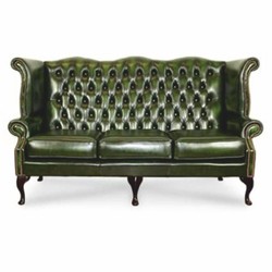 Luxus Barock Chesterfield Leder Echtleder Sofa Vintage Grün Schwarz