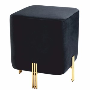 Casa Padrino sgabello di lusso in velluto nero / ottone A. 45 cm - Mobili di lusso