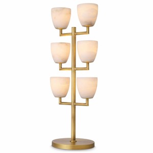 Casa Padrino Luxury Table Lamp Brass / Alabaster H. 81 cm - Luxury Lighting