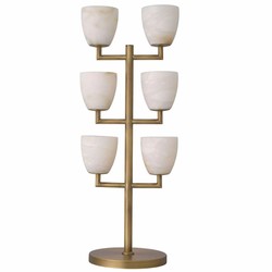 Casa Padrino Luxury Table Lamp Brass / Alabaster H. 81 cm - Luxury Lighting