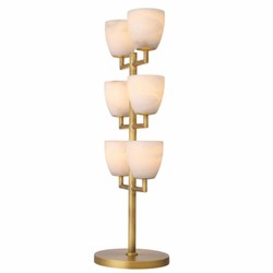 Casa Padrino Luxury Table Lamp Brass / Alabaster H. 81 cm - Luxury Lighting