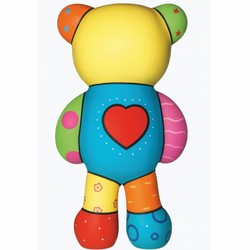 Deko Figur Skulpltur Teddybär Herz Bunt