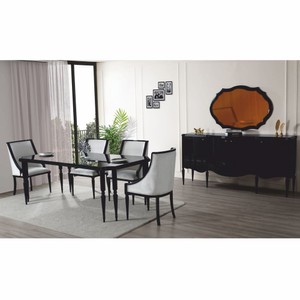 Casa Padrino Luxus Barock Sideboard mit Spiegel Schwarz 215 cm - Barock Möbel