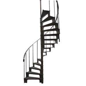 Casa Padrino escalier en colimaçon rustique en fonte avec garde-corps à gauche noir H. 278 cm