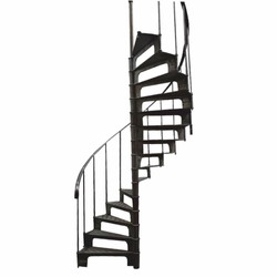 Casa Padrino escalier en colimaçon rustique en fonte avec garde-corps à gauche noir H. 278 cm