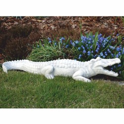 Casa Padrino escultura decorativa de jardín cocodrilo blanco 110 cm - Figura de jardín