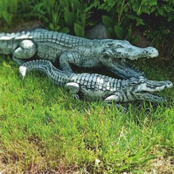 Casa Padrino sculpture décorative de jardin crocodile vert 68 cm - Figurine en pierre décorative