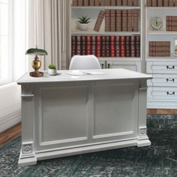 Casa Padrino escritorio barroco de lujo blanco 150 cm - Muebles de oficina barroco