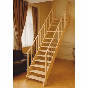 Casa Padrino escalier de luxe en bois avec garde-corpss des deux côtés naturel H. 307 cm