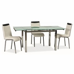 Casa Padrino Metal Dining Table with Glass Top Silver 110-170 cm - Extendable Kitchen Table