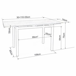 Casa Padrino Metal Dining Table with Glass Top Silver 110-170 cm - Extendable Kitchen Table
