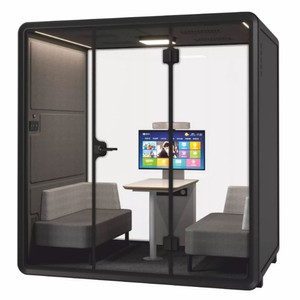 Casa Padrino Cabina Relax di Lusso Nero / Grigio 220 cm - Cabina Acustica Illuminata / Cabina Ufficio