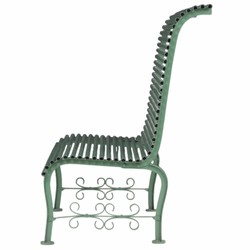 Casa Padrino Art Nouveau Metal High-Back Garden Bench Green 116 cm - Garden Furniture