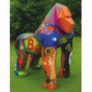 Casa Padrino XXL Decorative Sculpture Gorilla Monkey Colorful H. 131 cm - Garden Figure
