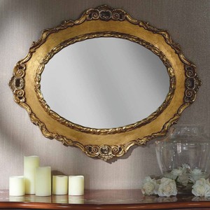 Ovaler Luxus Barock Spiegel Wandspiegel Gold