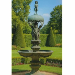 Prunkvoller Barock Bronze Brunnen Springbrunnen Gartenbrunnen Antik Grün