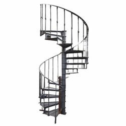 Casa Padrino escalera de caracol rústica de hierro fundido con barandilla lado izquierdo gris Al. 289 cm