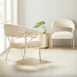 Casa Padrino Luxury Armchair White / Gold H. 83 cm - Living Room & Hotel Furniture