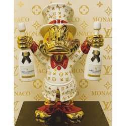 Casa Padrino Decorative Figurine Duck Gold / White / Red H. 45 cm - Decorative Sculpture