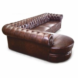 Casa Padrino divano angolare Chesterfield di lusso in pelle marrone scuro 293 cm - Mobili in vera pelle