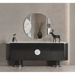 Casa Padrino buffet de luxe noir / blanc / argent 221 cm - Meubles d'hôtel et de salle à manger Casa Padrino buffet de luxe noir / blanc / argent 221 cm - Meubles d'hôtel et de salle à manger