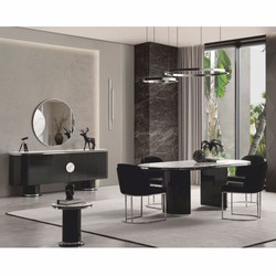 Casa Padrino buffet de luxe noir / blanc / argent 221 cm - Meubles d'hôtel et de salle à manger Casa Padrino buffet de luxe noir / blanc / argent 221 cm - Meubles d'hôtel et de salle à manger