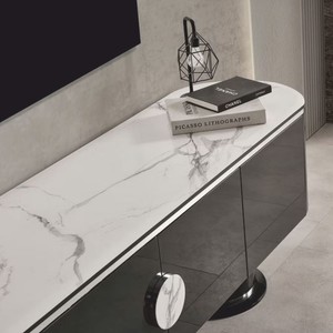 Casa Padrino Luxus TV Schrank Schwarz / Weiß / Silber 221 cm - Wohnzimmer & Hotel Möbel