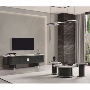 Casa Padrino Luxus TV Schrank Schwarz / Weiß / Silber 221 cm - Wohnzimmer & Hotel Möbel