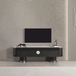 Casa Padrino armoire TV de luxe noir / blanc / argent 221 cm - Meubles de salon et d'hôtel