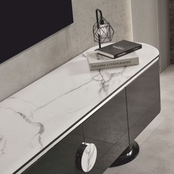 Casa Padrino armoire TV de luxe noir / blanc / argent 221 cm - Meubles de salon et d'hôtel