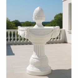 Casa Padrino Fontana Barocco Bianco Ø 70 x A. 120 cm - Fontana Decorativa da Giardino Barocco