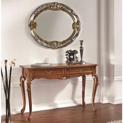 Prunkvolle Luxus Barock Konsole mit 2 Schubladen Braun Gold