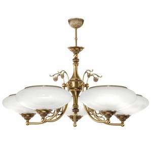 Casa Padrino lampadario barocco di lusso ottone con patina / bianco Ø 72 x A. 70 cm Casa Padrino lampadario barocco di lusso ottone con patina / bianco Ø 72 x A. 70 cm
