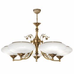 Casa Padrino lámpara de araña barroco de lujo latón con pátina / blanco Ø 72 x Al. 70 cm
