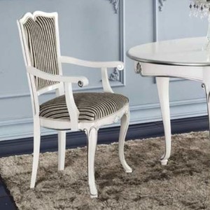 Casa Padrino sedia da sala da pranzo barocco di lusso con braccioli argento / nero / bianco / argento