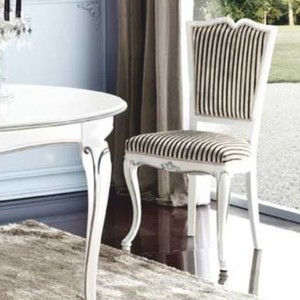 Luxus Barock Esszimmer Stuhl Silber Schwarz Weiß Silber