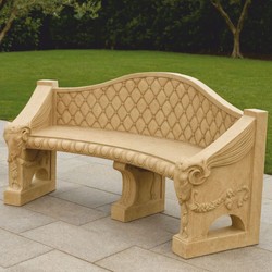 Casa Padrino banco de jardín barroco de hormigón beige 196 cm - Muebles de jardín y terraza barroco