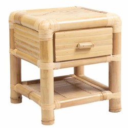 Casa Padrino Luxury Bamboo Bedside Table with Drawer Natural H. 45 cm - Bamboo Furniture