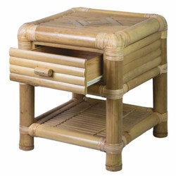 Casa Padrino Luxury Bamboo Bedside Table with Drawer Natural H. 45 cm - Bamboo Furniture