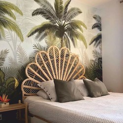 Casa Padrino tête de lit en rotin de luxe naturel 160 cm - Meubles de chambre