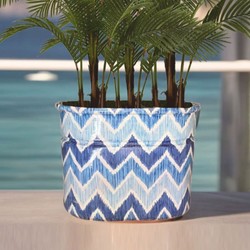 Casa Padrino pot de fleurs de luxe en céramique bleu / blanc 84 x 58 x H. 60 cm - Décoration de jardin