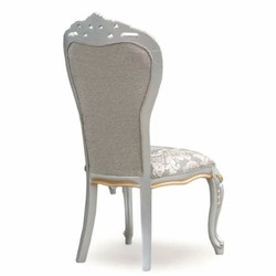 Casa Padrino ensemble de 6 chaises de salle à manger baroques de luxe gris / argent / or - Meubles baroques