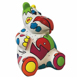 Casa Padrino Decorative Hippopotamus Sculpture White / Colorful H. 98 cm - Large Decorative Figurine Casa Padrino Decorative Hippopotamus Sculpture White / Colorful H. 98 cm - Large Decorative Figurine
